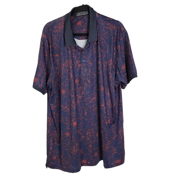 G FORE Men’s Polo Golf Performance‎ Logo Stretch Short Sleeve Shirt Floral XXL - Picture 1 of 11